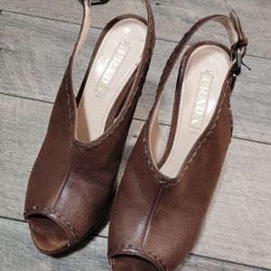 Prada Brown Leater Platform Heels